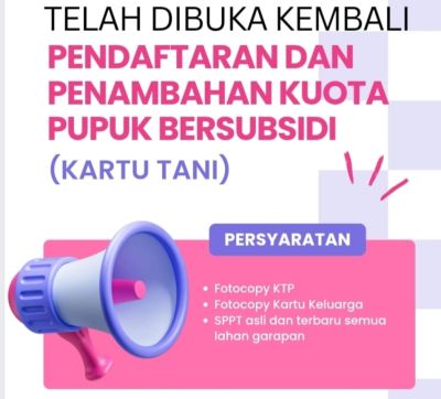 PENDAFTARAN & PENAMBAHAN KUOTA KARTU TANI